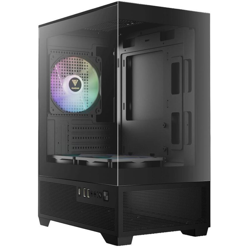 Carcasa PC GAMDIAS Aura GC9M Elite ARGB, USB Type C, Fara sursa, iluminare ARGB, negru