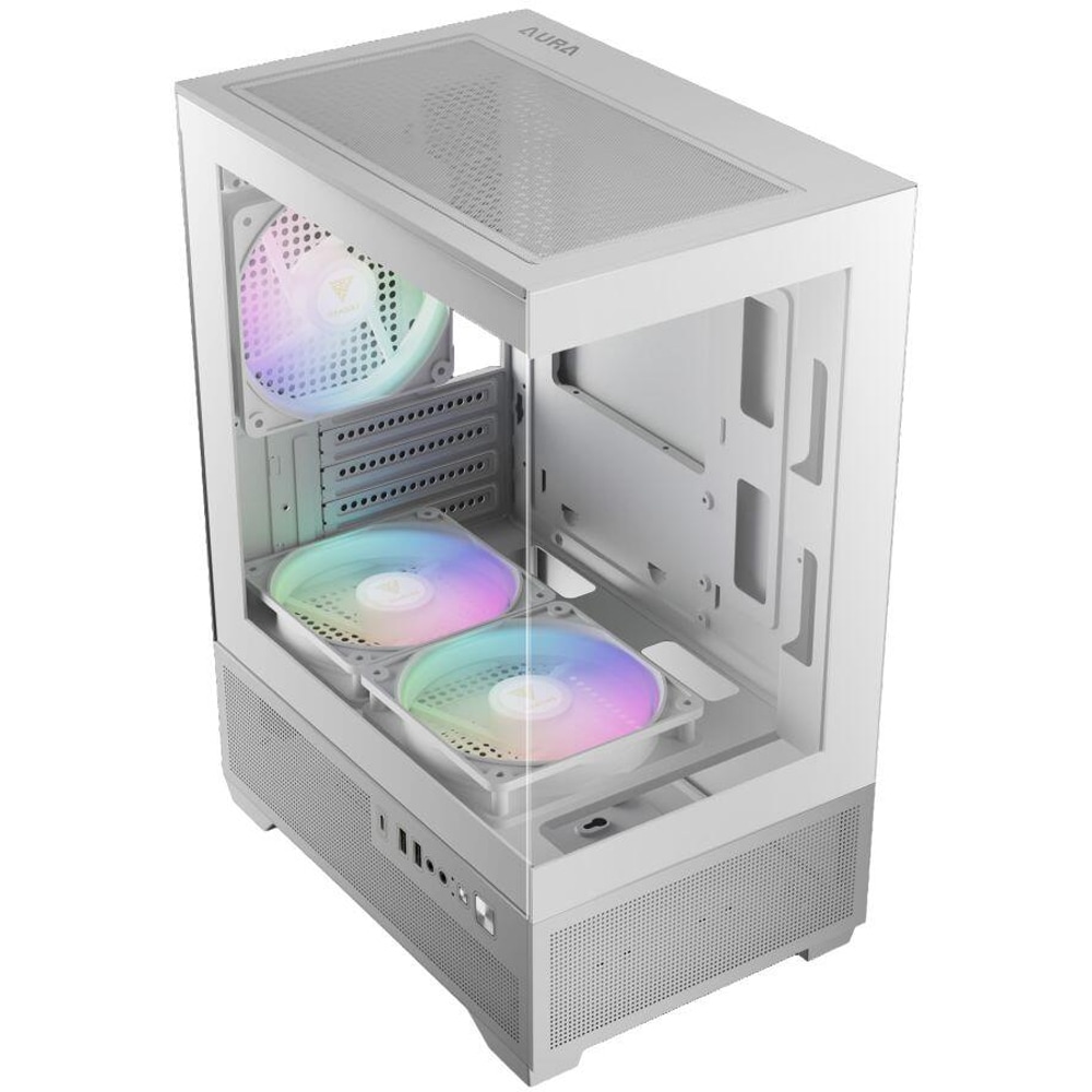 Carcasa PC GAMDIAS Aura GC9M Elite WH ARGB, USB Type C, Fara sursa, iluminare ARGB, alb