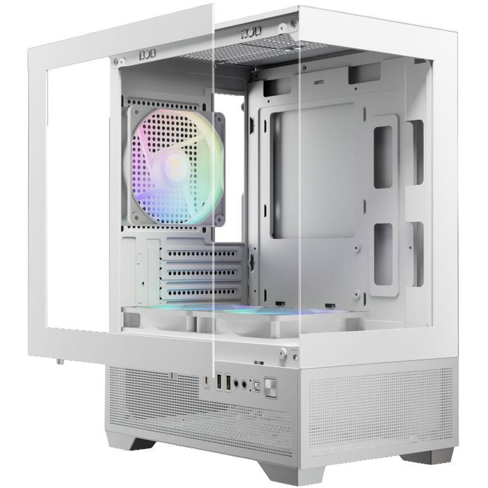 Carcasa PC GAMDIAS Aura GC9M Elite WH ARGB, USB Type C, Fara sursa, iluminare ARGB, alb
