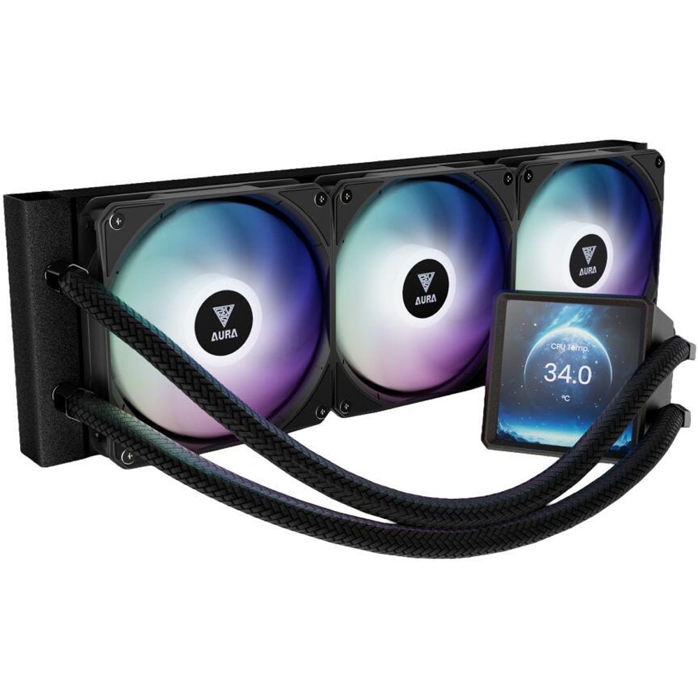 Cooler procesor cu racire lichida GAMDIAS Aura GL360 LCD, 3x120mm