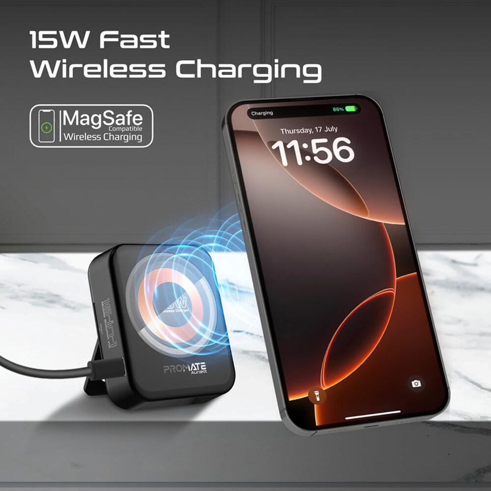 Kit multifunctional cu incarcator wireless PROMATE AuraKit, negru