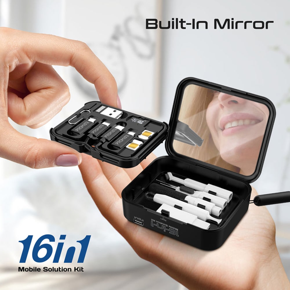 Kit multifunctional cu incarcator wireless PROMATE AuraKit, negru