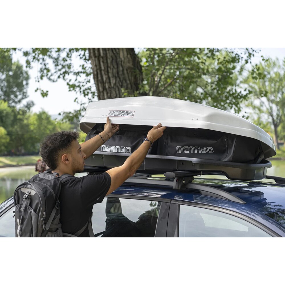 Cutie portbagaj MENABO Satellite, 330l, alb lucios