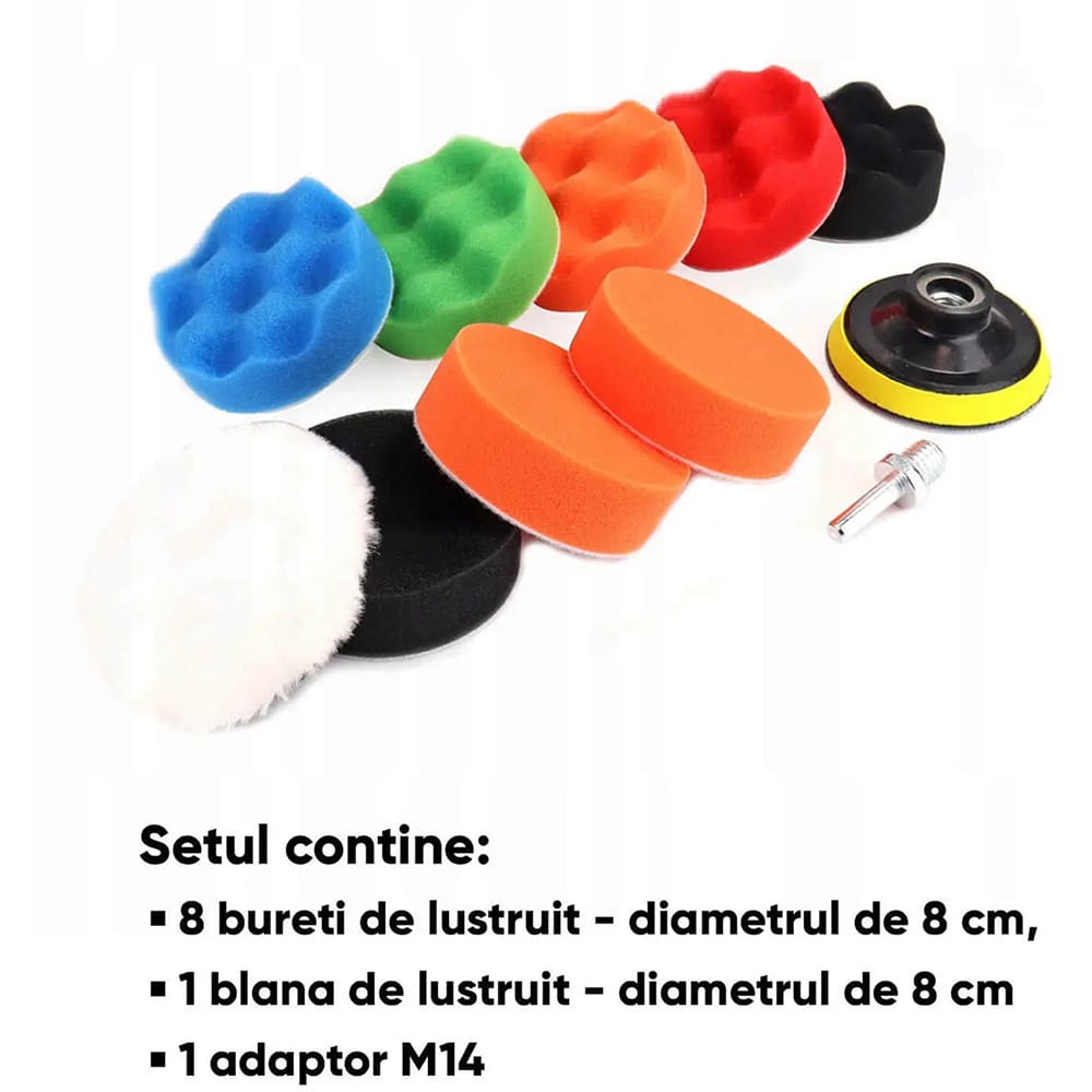 Set polish auto ROLL FAST 10002R, taler 8cm, 11 piese