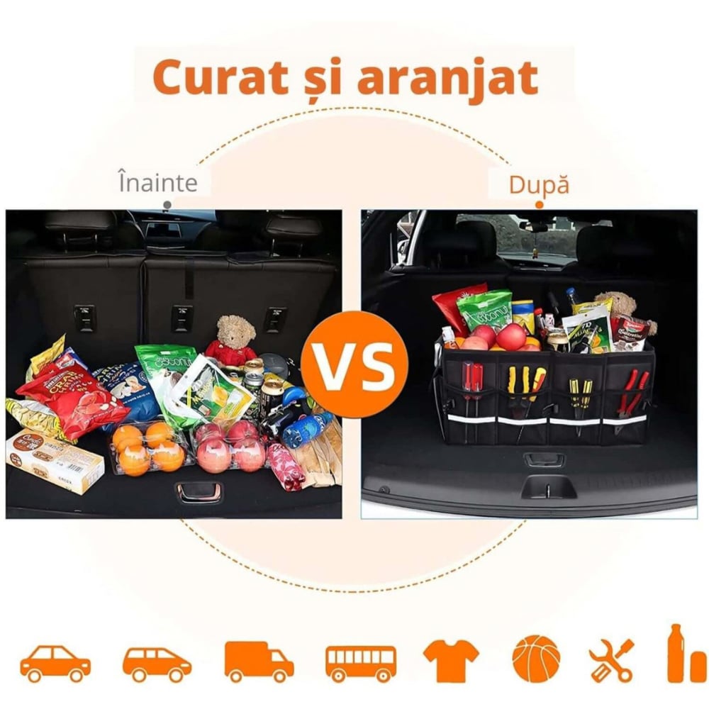 Organizator portbagaj ROLL FAST 10580R, 58 x 30 x 35cm, negru