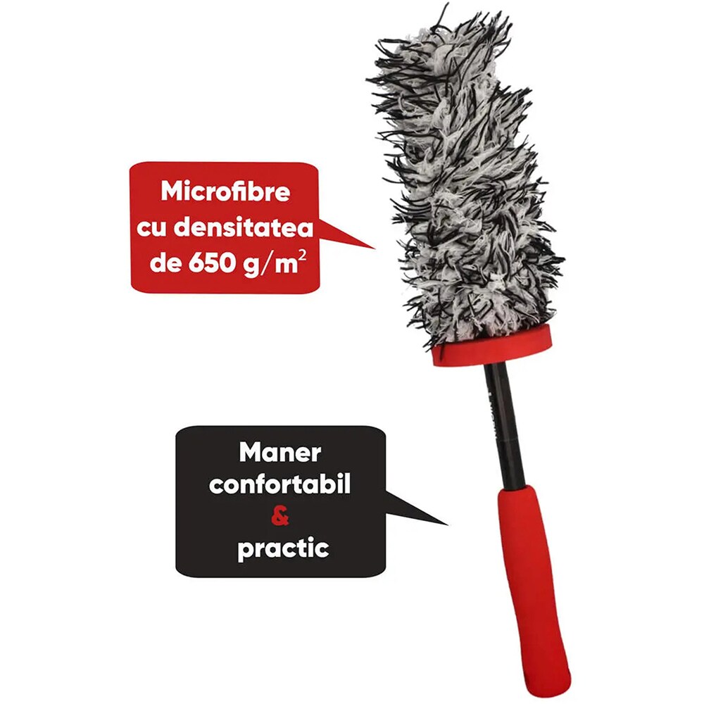 Perie curatat jante NIGRIN Rim Brush, negru-rosu