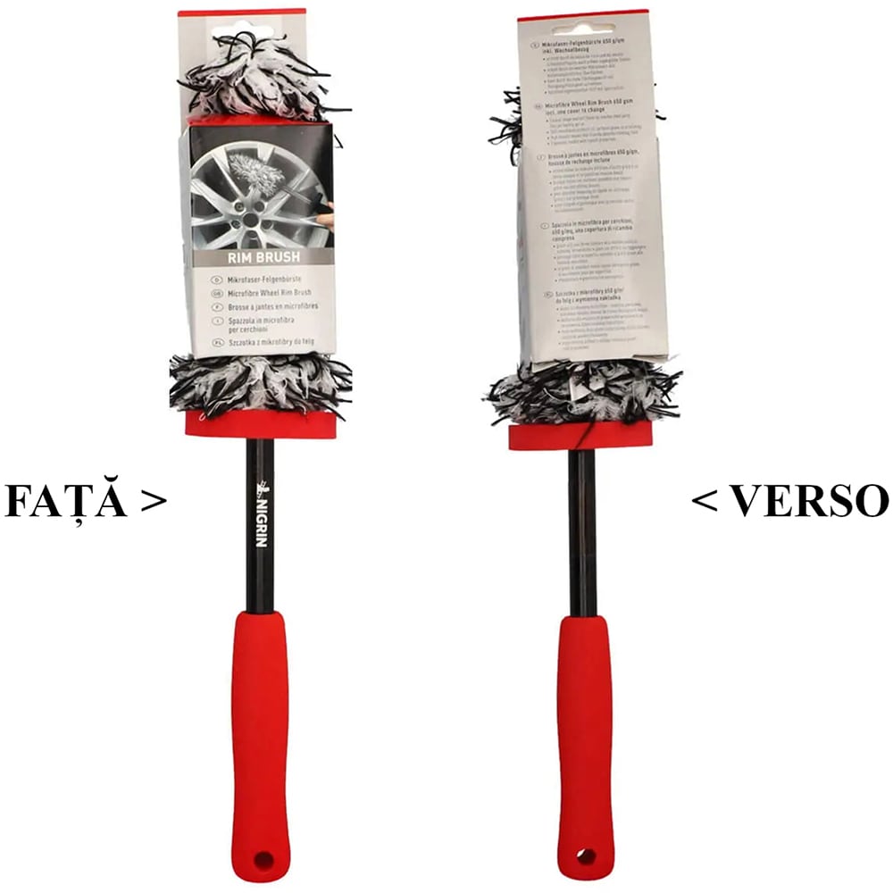 Perie curatat jante NIGRIN Rim Brush, negru-rosu