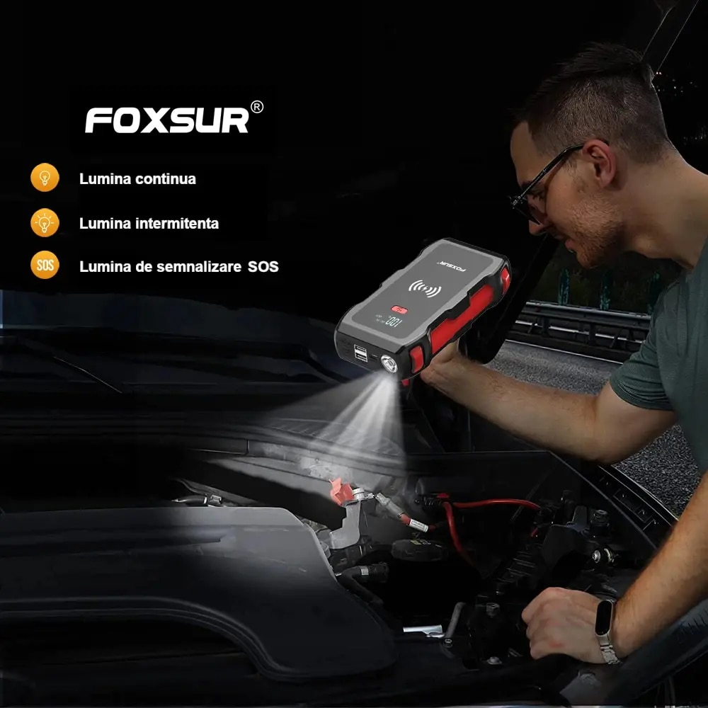 Robot pornire FOXSUR FJS-700, 26800mAh, 800A, 12V
