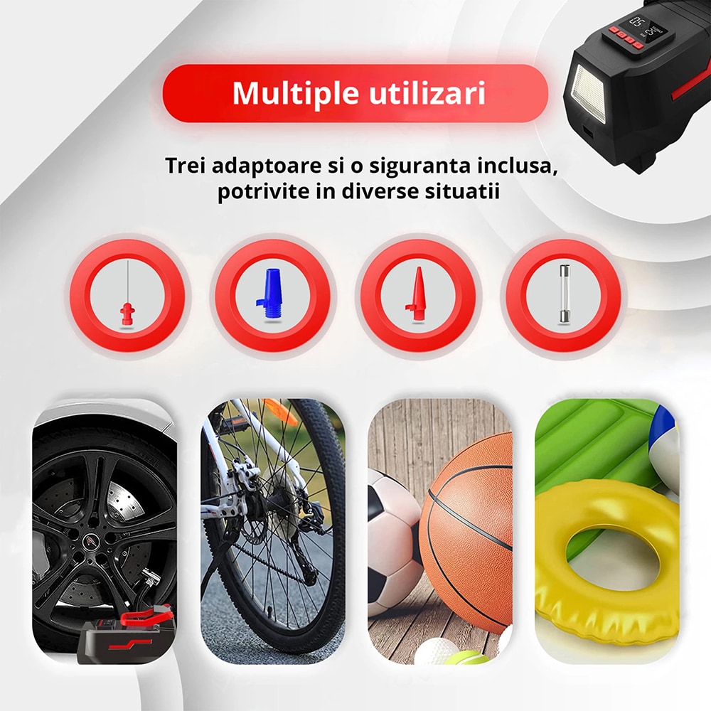 Compresor auto ROLL FAST 10840R, lanterna, 10bar, 12V