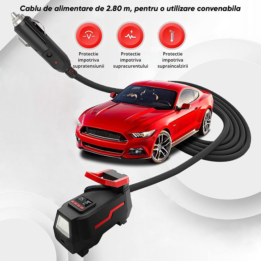 Compresor auto ROLL FAST 10840R, lanterna, 10bar, 12V