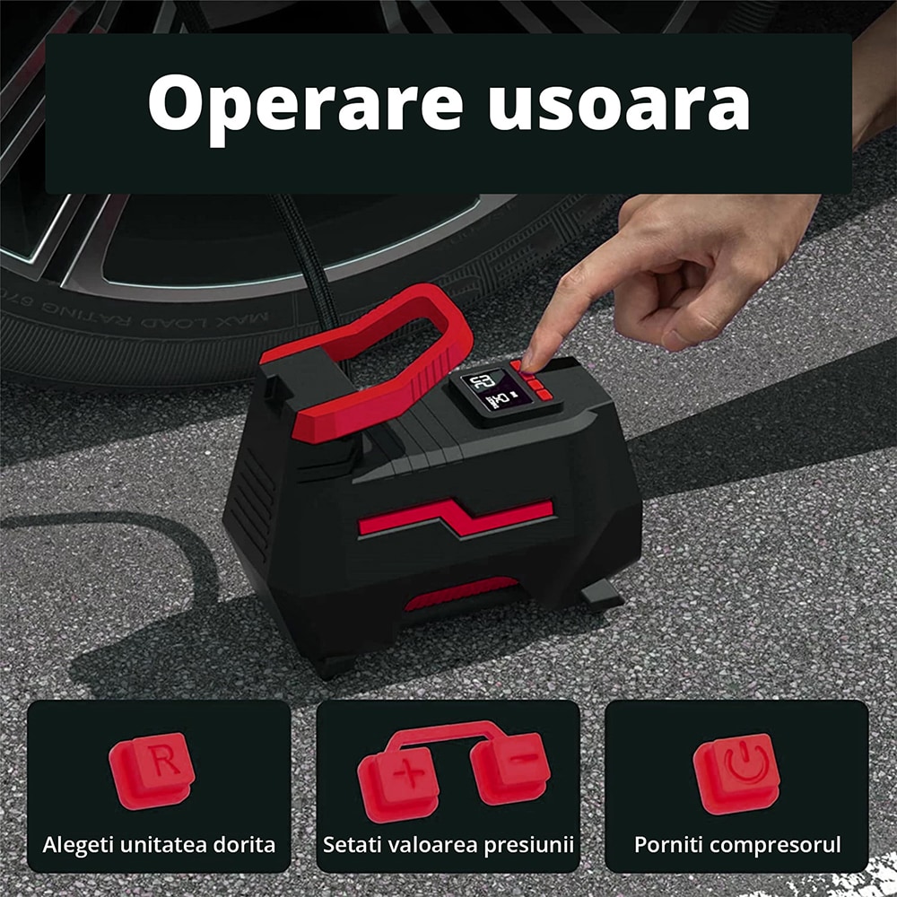 Compresor auto ROLL FAST 10840R, lanterna, 10bar, 12V