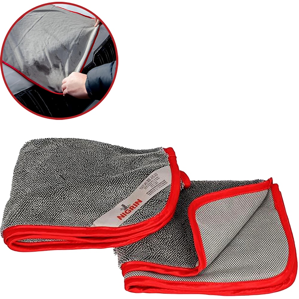 Set 2 prosoape uscare NIGRIN XL, 570GSM, 60 x 40cm, gri