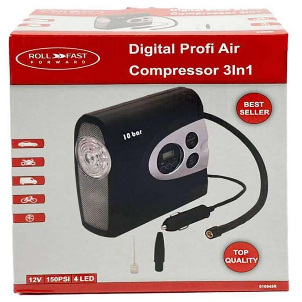 Compresor auto ROLL FAST 10945R, 3in1, 10bar, 12V