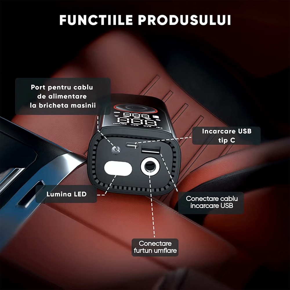 Compresor auto ROLL FAST 11830R, acumulator, 10bar, 12V