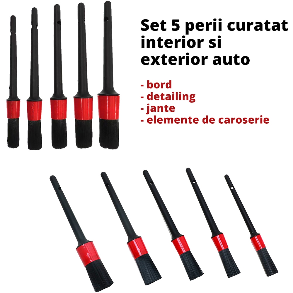 Set 5 pensule detailing ROLL FAST 12111R, diametre 35/30/27/24/22mm, rosu