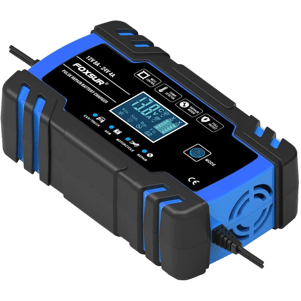 Redresor auto FOXSUR 12301R, 12V 8A 24V 4A, negru