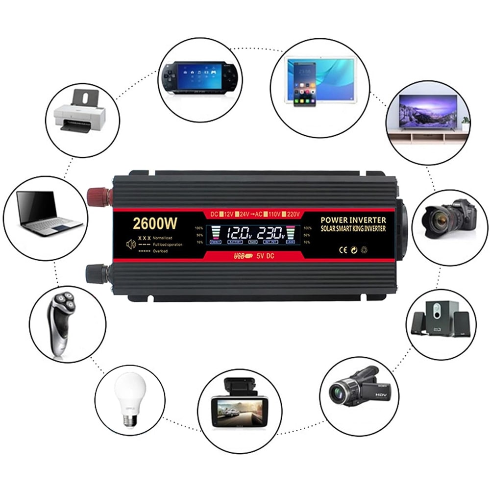 Invertor auto ROLL FAST 12600R, 12V, 220V, 1 x Schuko, 2 x USB, negru