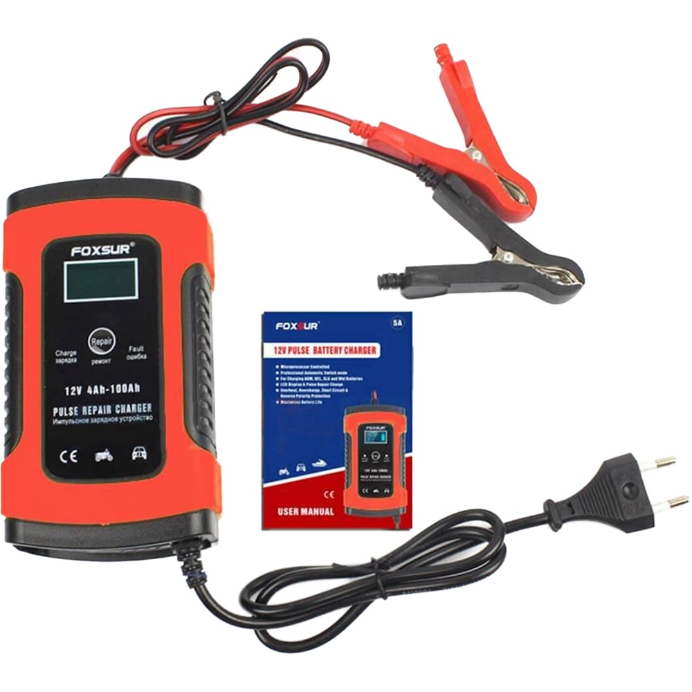 Redresor auto FOXSUR 12601R, 12V, 5A, negru
