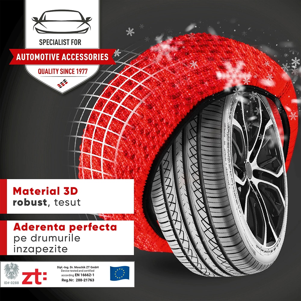 Huse antiderapante auto WALSER Active S, textil, 2buc, rosu