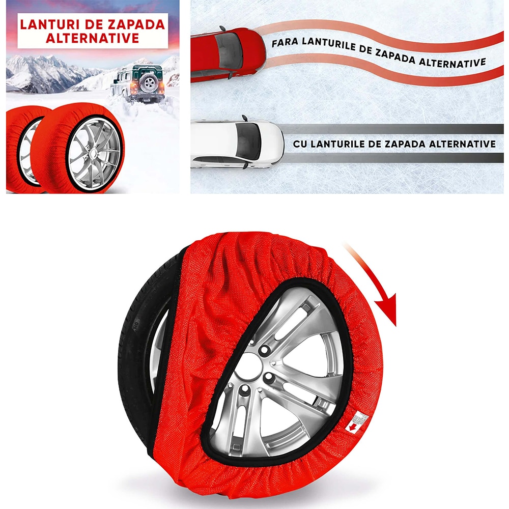 Huse antiderapante auto WALSER Active M, textil, 2buc, rosu