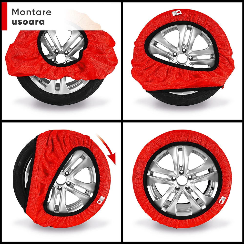 Huse antiderapante auto WALSER Active XL, textil, 2buc, rosu