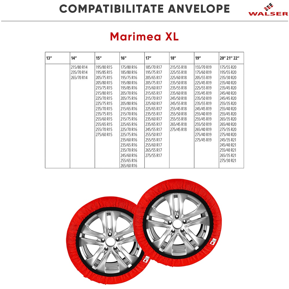 Huse antiderapante auto WALSER Active XL, textil, 2buc, rosu