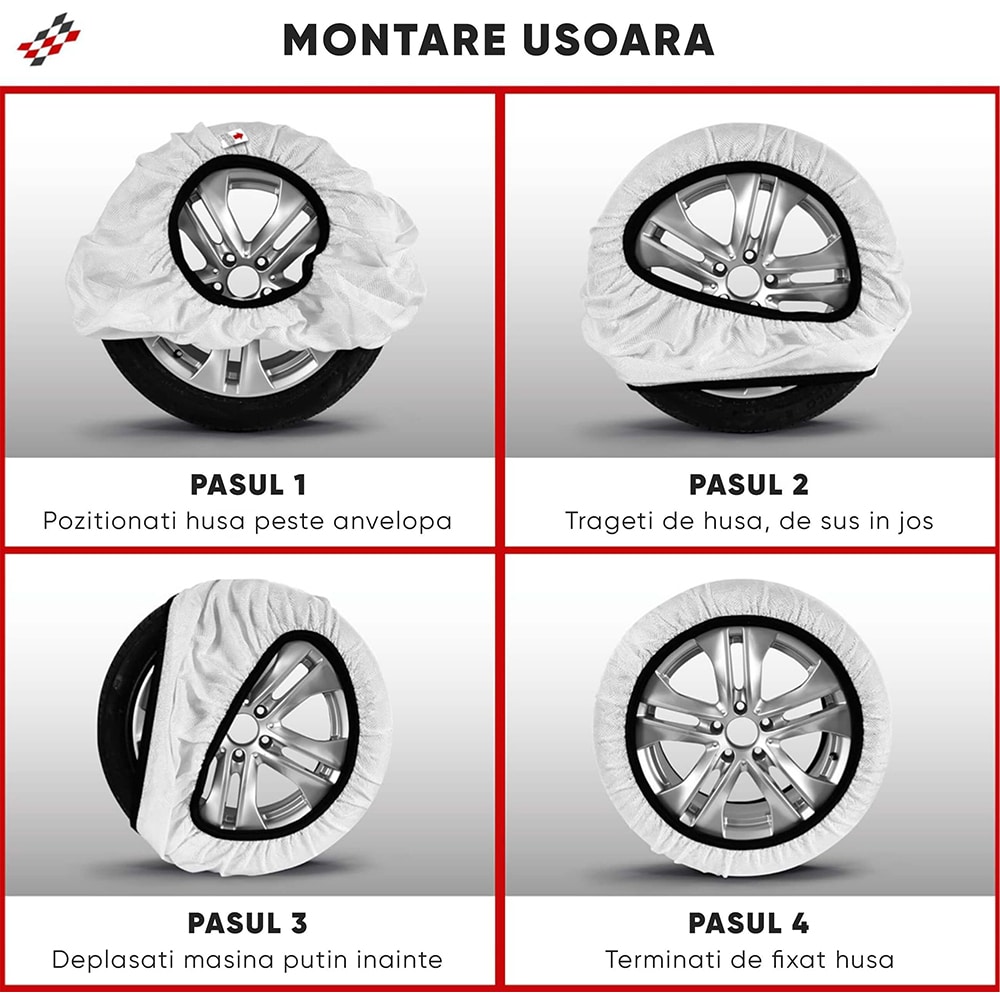 Huse antiderapante auto WALSER Ultra Grip XL, textil, 2buc, alb