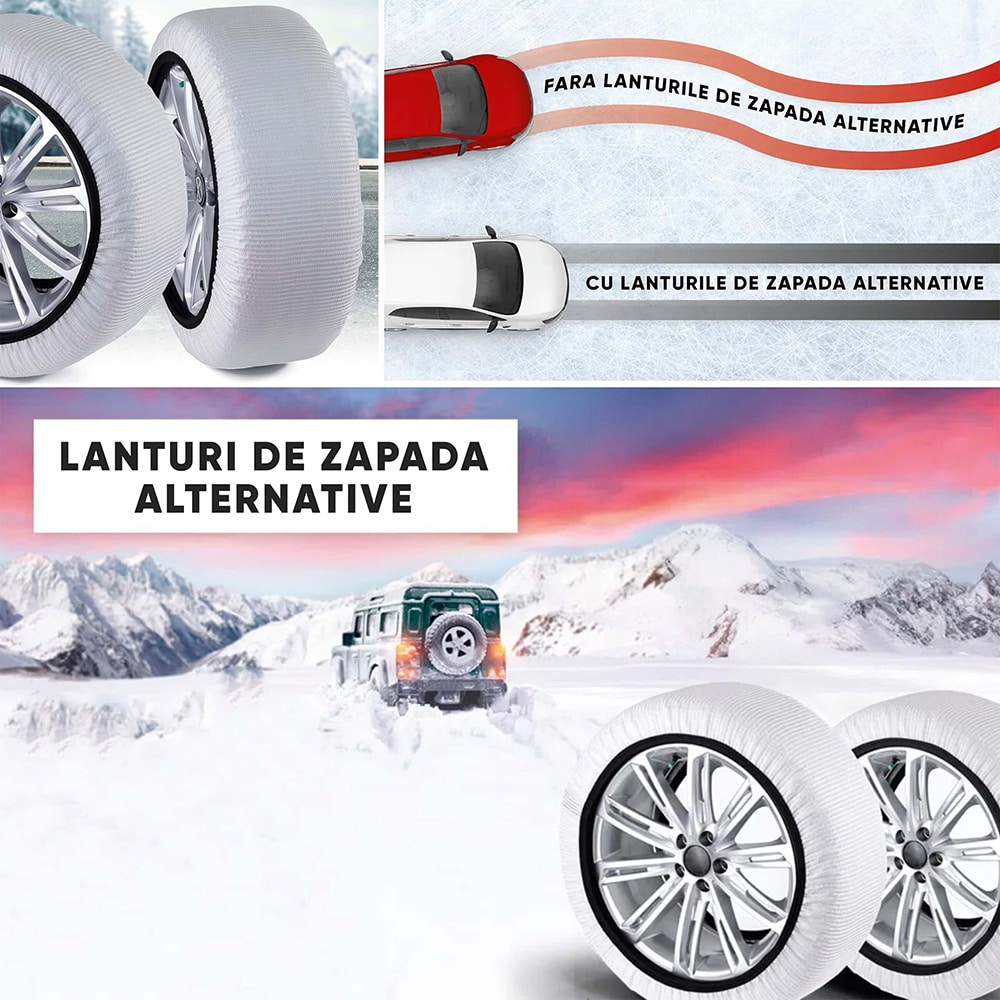 Huse antiderapante auto WALSER Ultra Grip XL, textil, 2buc, alb