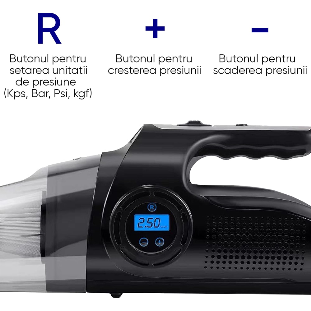 Aspirator auto ROLL FAST 4in1, 12V, 120W, negru