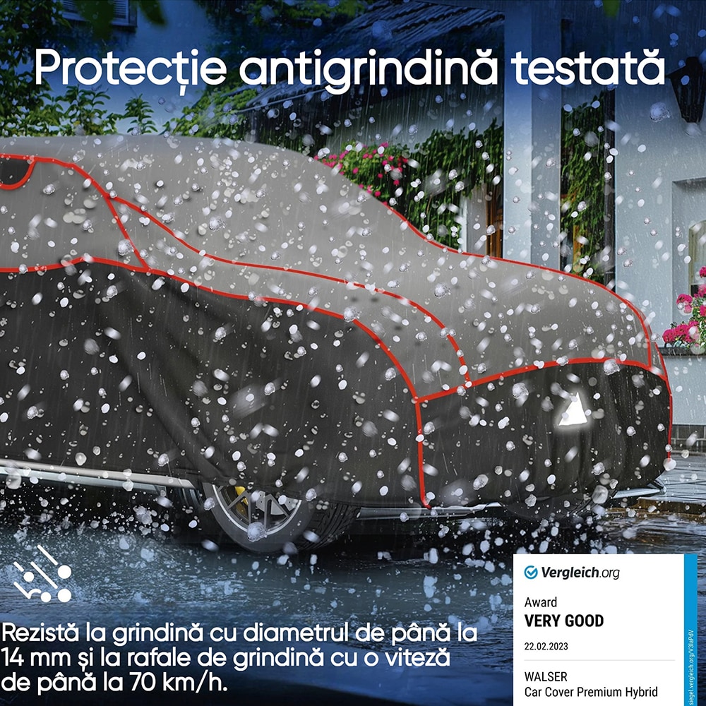 Prelata auto WALSER Premium Hybrid L, 475 x 162 x 117 cm, gri