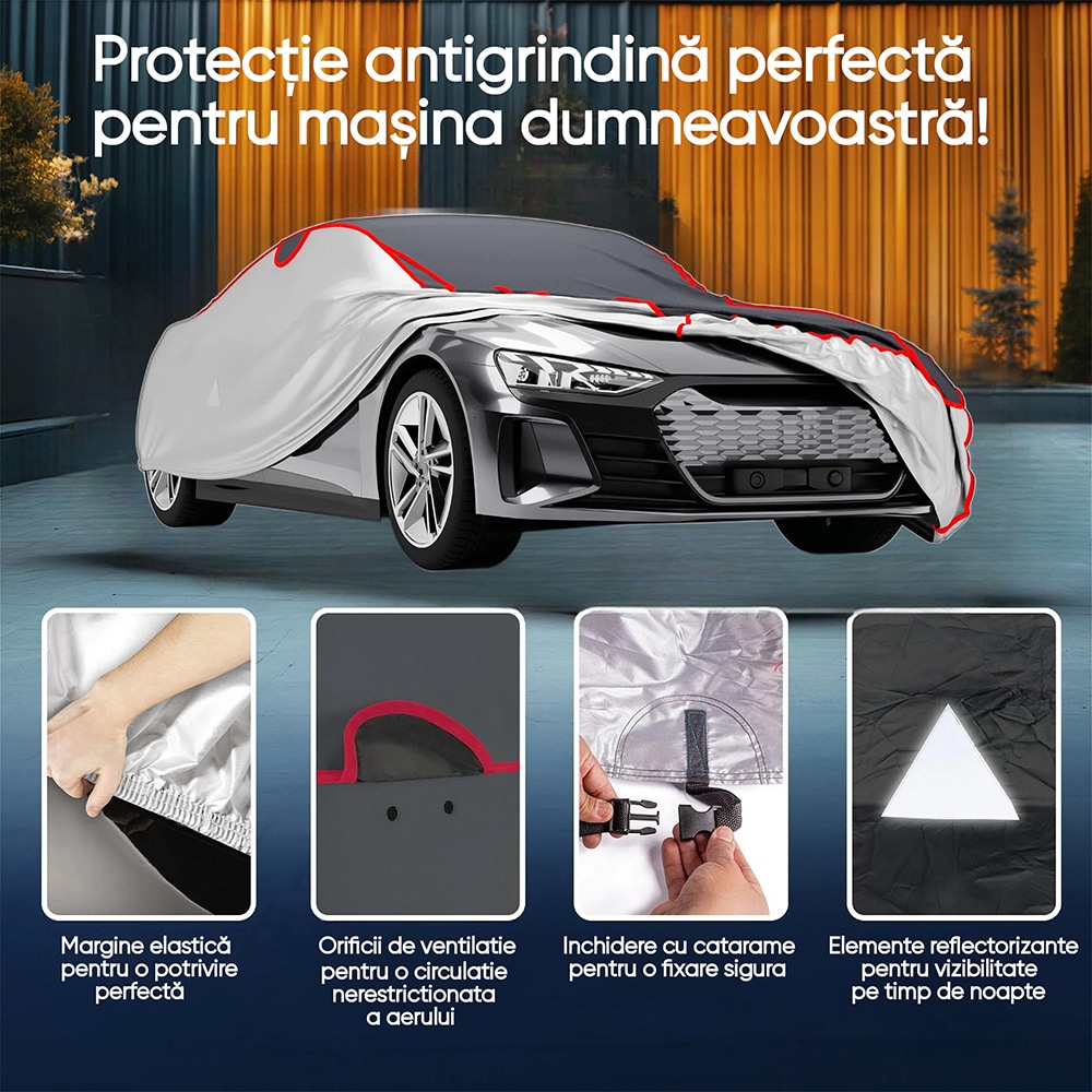 Prelata auto WALSER Premium Hybrid XXL, 575 x 203 x 120 cm, gri