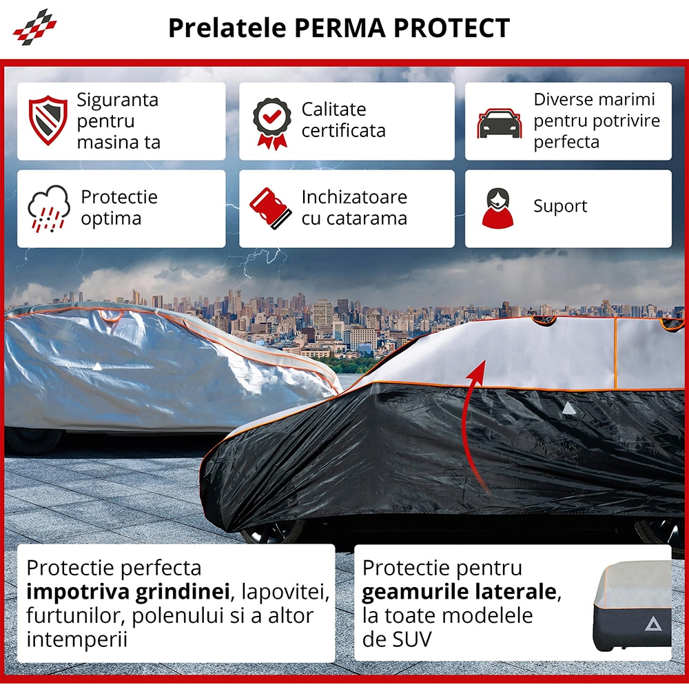 Prelata auto WALSER Perma Protect M, 425 x 162 x 117 cm, gri