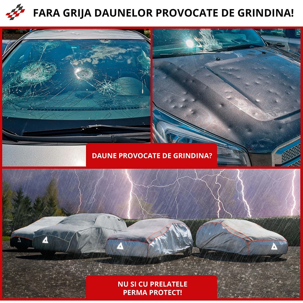 Prelata auto WALSER Perma Protect S, 430 x 165 x 145 cm, gri