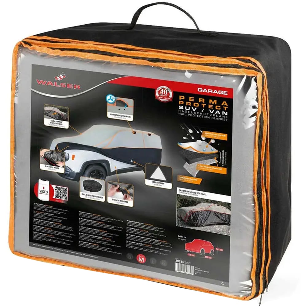 Prelata auto WALSER M SUV, 460 x 175 x 145 cm, antigrindina, argintiu-negru