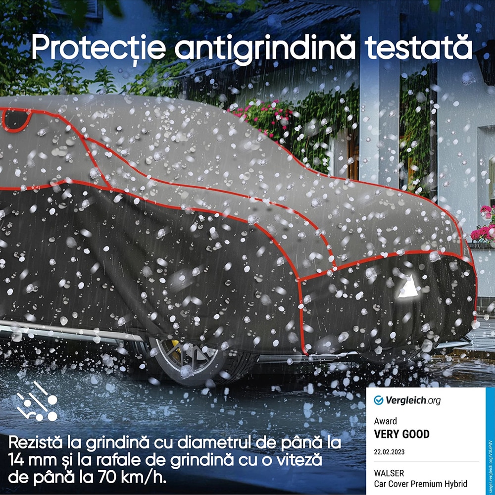 Prelata auto WALSER Premium Hybrid M, 460 x 175 x 145 cm, gri