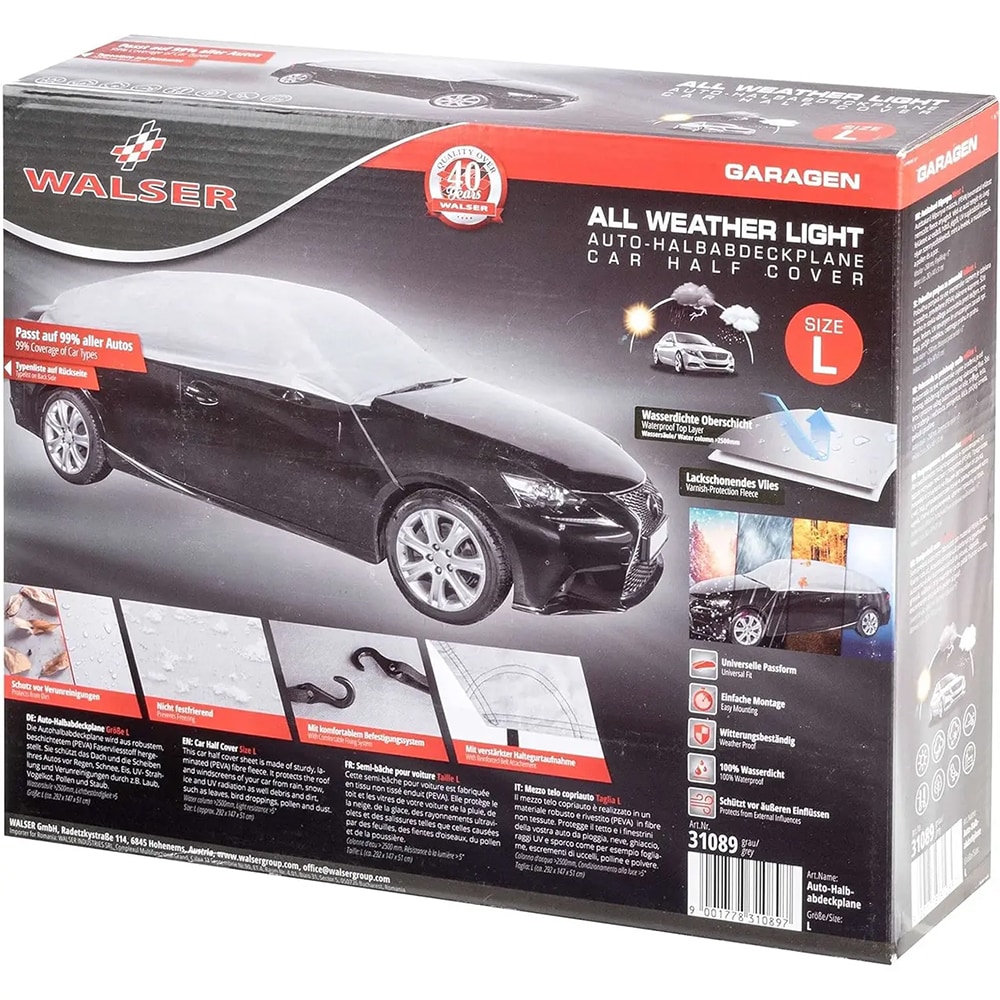 Husa auto WALSER L, 292 x 51 x 147 cm, parbriz, geamuri si luneta