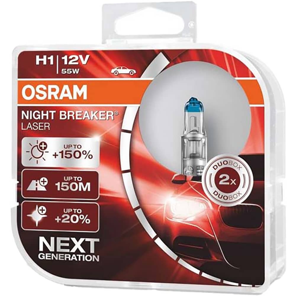 Bec auto OSRAM Night Breaker Laser, H1, 55W, 12V, 2 buc