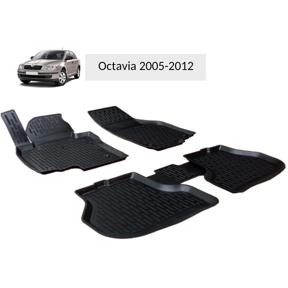 Set covorase auto OTOM, Skoda Octavia, 2005-2012, cauciuc, 5bucati