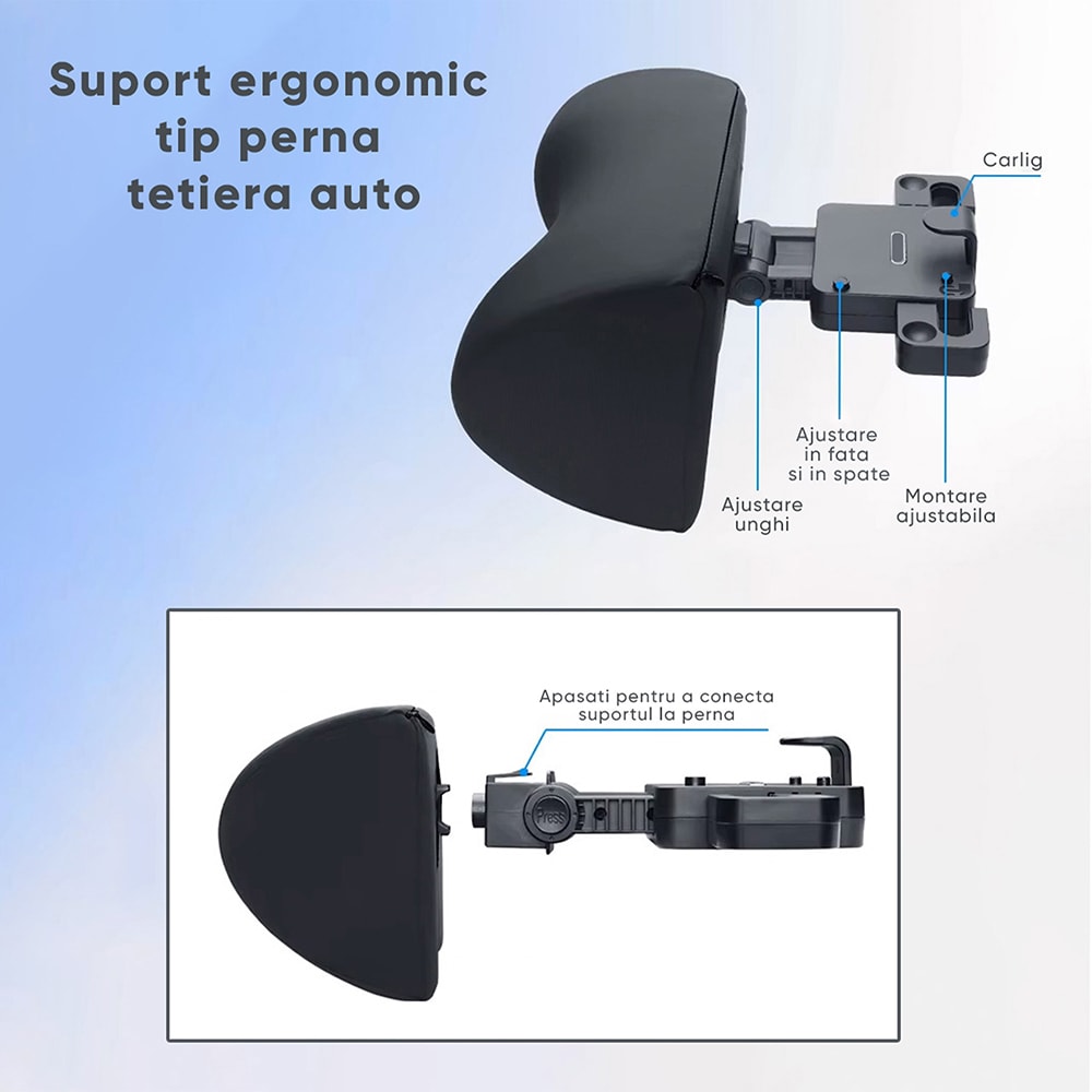 Perna tetiera ROLL FAST 50018R, ergonomic, negru