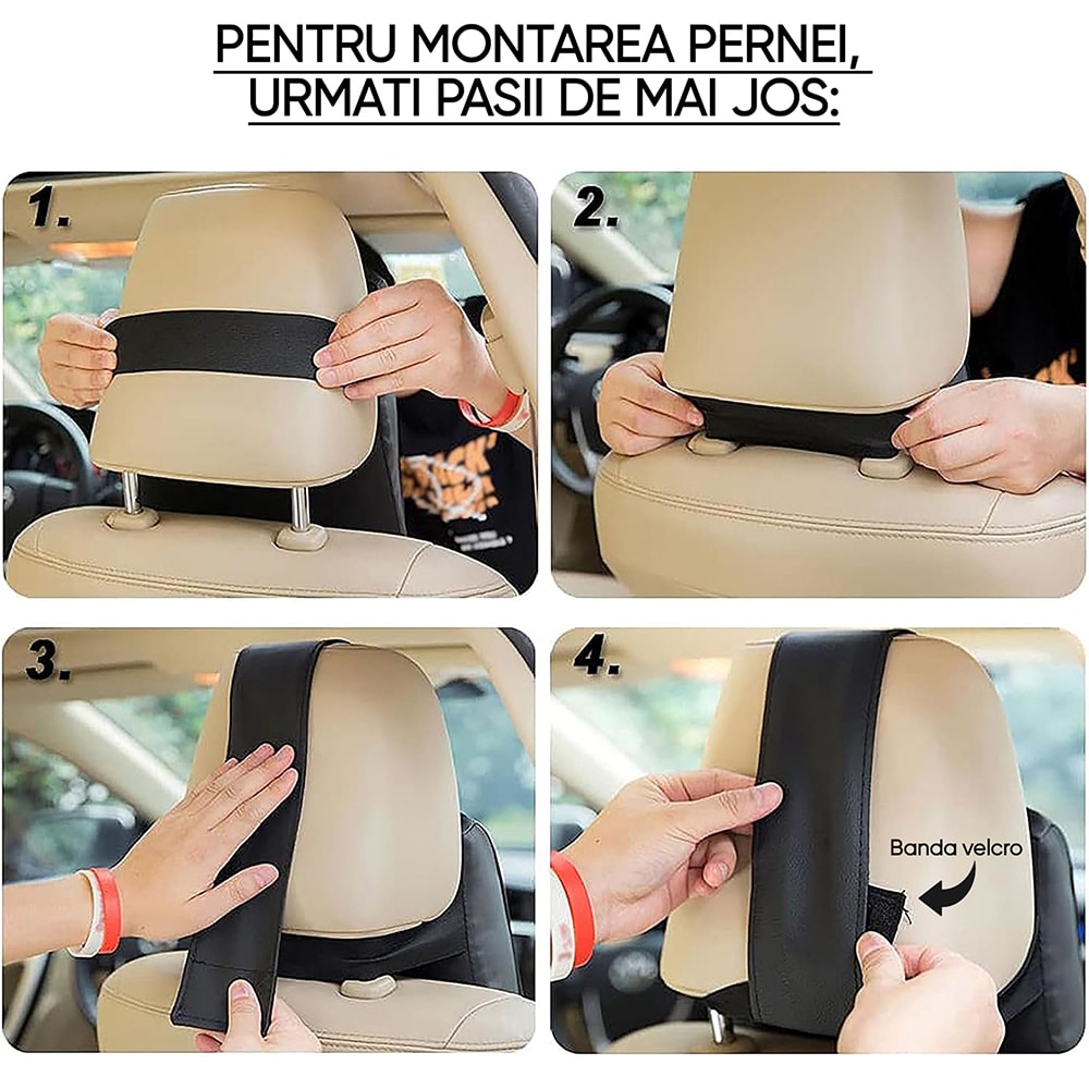Perna auto multifunctionala ROLL FAST 50061R, spuma memorie, negru