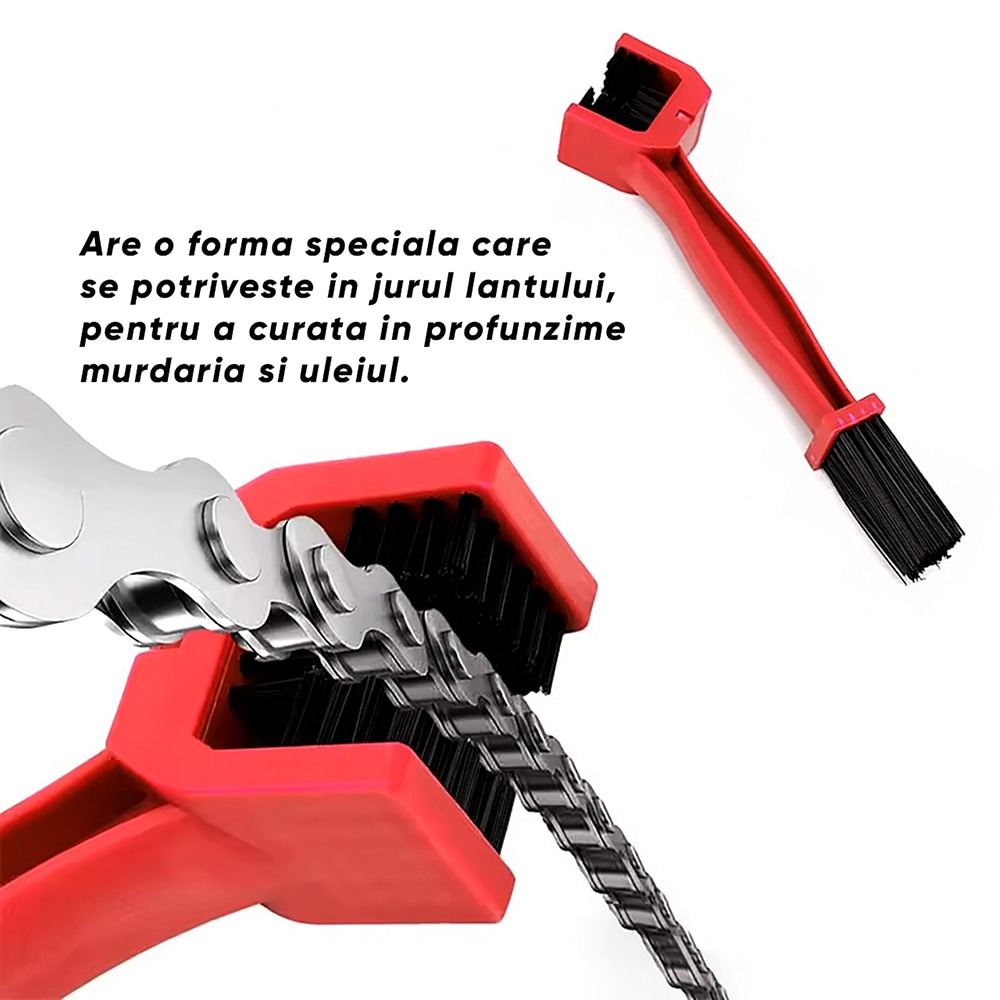 Perie curatare lant ROLL FAST 50100R, 25.5 cm, rosu