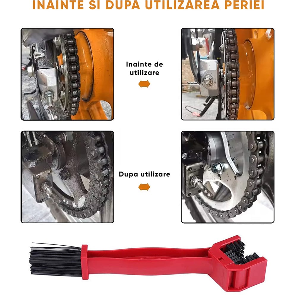 Perie curatare lant ROLL FAST 50100R, 25.5 cm, rosu