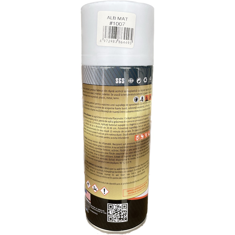 Spray vopsea acrilica VISBELLA 52711, alb mat, 400ml