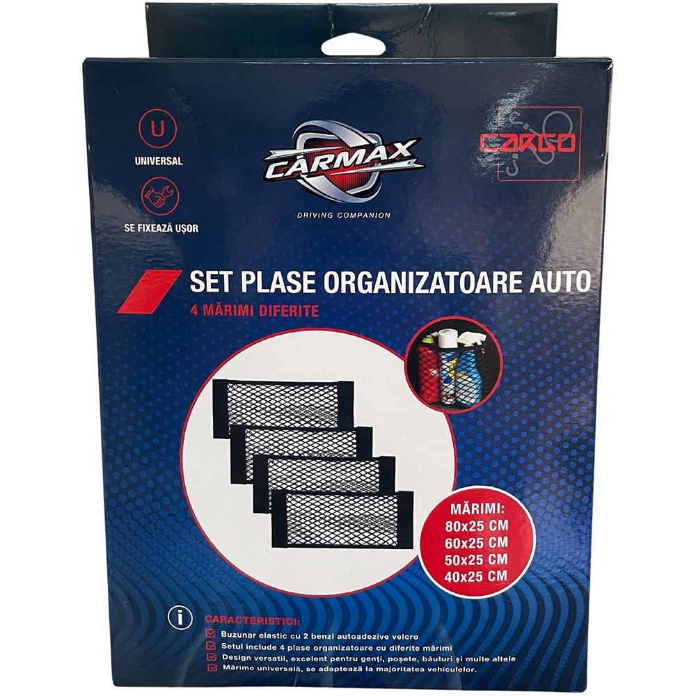 Set organizator CARMAX, plasa, 4buc, negru