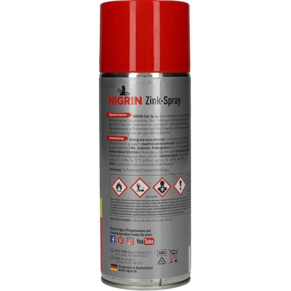 Spray zinc protectie rugina NIGRIN 72286, 400ml