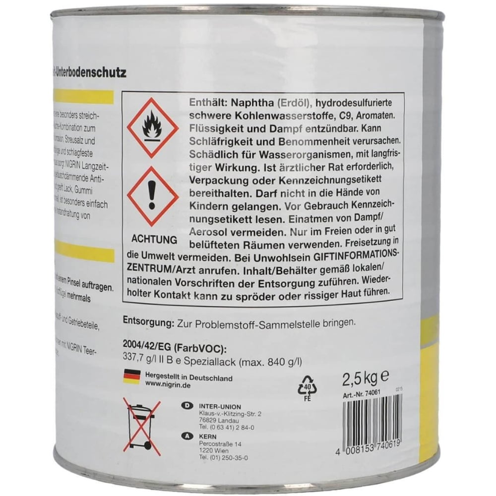 Solutie antifonare cu bitum NIGRIN 74061, 2.5kg