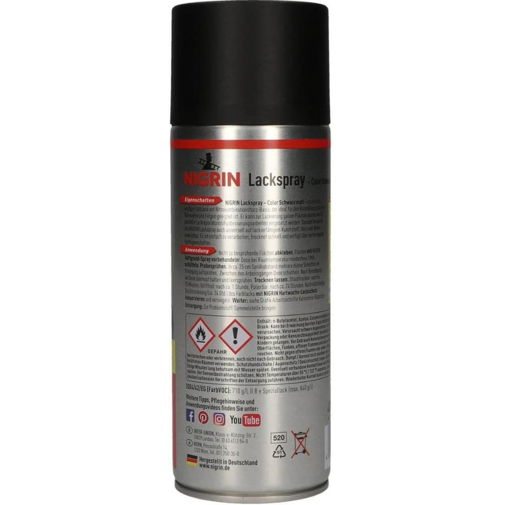 Spray vopsea negru mat NIGRIN 74112, 400ml