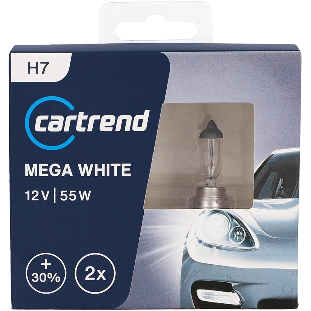 Set becuri auto CARTREND Mega White, +30%, H7. 55W, 12V, 2buc