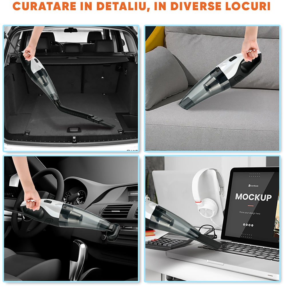 Aspirator auto ROLL FAST 81810R, 150W, alb-negru
