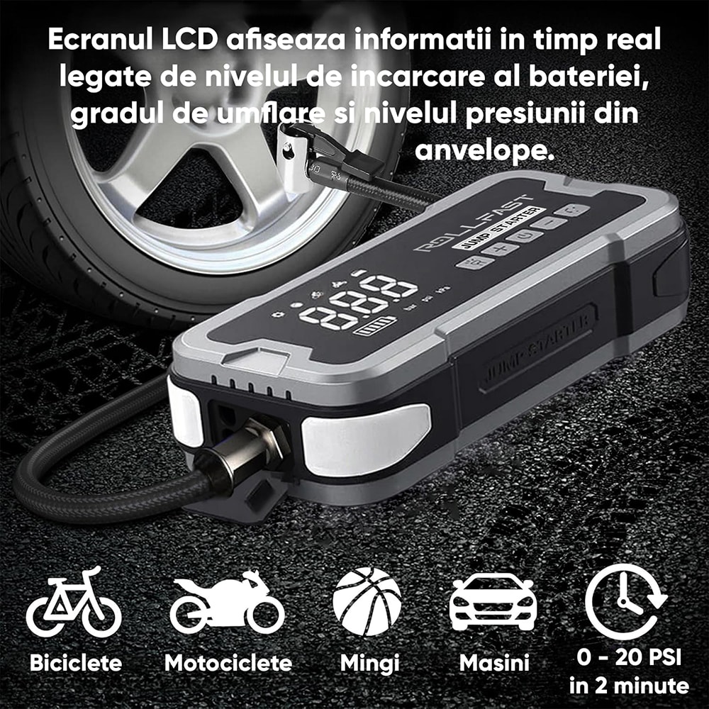 Starter auto cu compresor aer ROLL FAST 90082R, 12V, 4000A